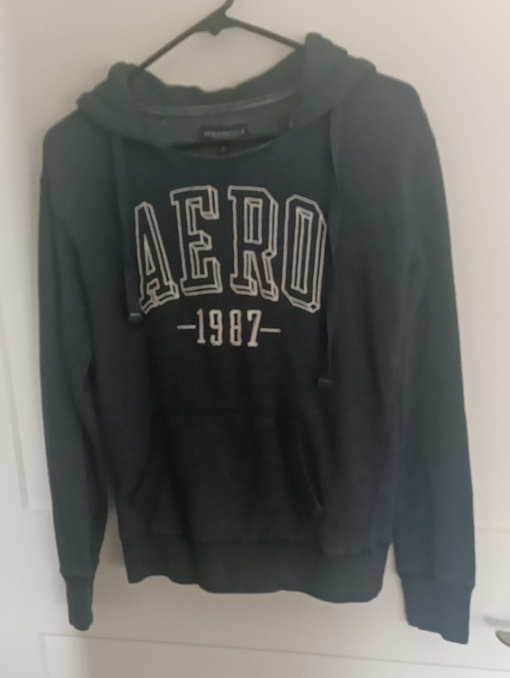AEROPOSTALE Aero 1987 Women's Crewneck Hoodie in Dark Green with White Logo